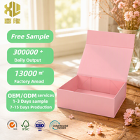 Boîte de présentation magnétique de luxe de grande taille, boîte cadeau en carton rigide pliable avec gaufrage rose classique