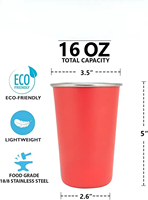 Couleur à la mode écologique 16oz gobelets empilables en acier inoxydable verres à boire en métal tasses à café tasse