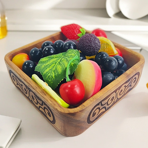 Piatto Quadrato Piccolo in Legno di Acacia Fatto <span class=keywords><strong>a</strong></span> <span class=keywords><strong>Mano</strong></span>, Biodegradabile, Classico per Matrimoni, per Frutta Secca e Snack - Product Image 2