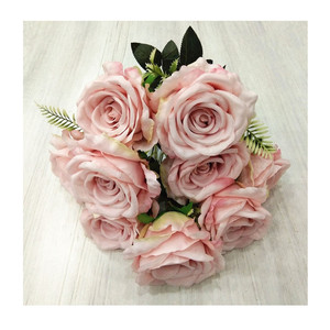 Venta al por mayor de alta calidad 9 cabezas de flores de seda ramo de flores artificiales ramo de rosas ramo de flores artificiales - Product Image 4