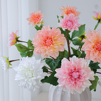 Fleur artificielle Dahlia en tissu de soie de qualité supérieure, toucher hydratant, pour décoration intérieure, centre de table de mariage, fausse fleur, commande en gros