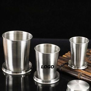Taza de Viaje Plegable de Acero Inoxidable Portátil con Llavero - Taza Plegable para Camping y Senderismo - Product Image 1