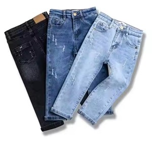 Nouveau jean slim pour enfants le plus vendu, style droit décontracté taille haute avec poches lavables, décoré avec un tissu doux - Product Image 1