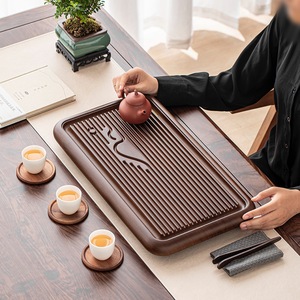 Plateau à thé haut de gamme en dalle de pierre de grande taille avec sortie d'eau, style rétro, drainage automatique, table de préparation à sec, favorise la distribution. - Product Image 1