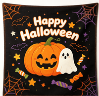 Drapeau publicitaire d'Halloween 3x5 pieds en gros, avec logo personnalisé et image d'horreur, bannière de décoration d'Halloween pour devanture de magasin et vitrine