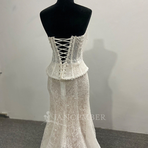 Vestido de Novia Sirena de Lujo Lsqx136 con Bordado Francés Exquisito y Encaje, Vestido de Novia Sirena con Varillas de Soporte Jancemebr - Product Image 5