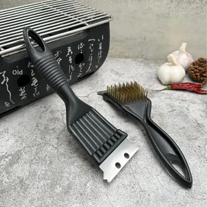 Wholesale Camping Cookware 1pcs Heavy Duty Cleaner <b>Brush</b> Steel Bristles with Plastic Handle for Deep BBQ Cleaning Portable - Product Image 5