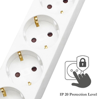 Multiprise allemande haute performance 3 prises avec interrupteur, câble d'extension blanc, AC 250V 16A pour configuration professionnelle de bureau