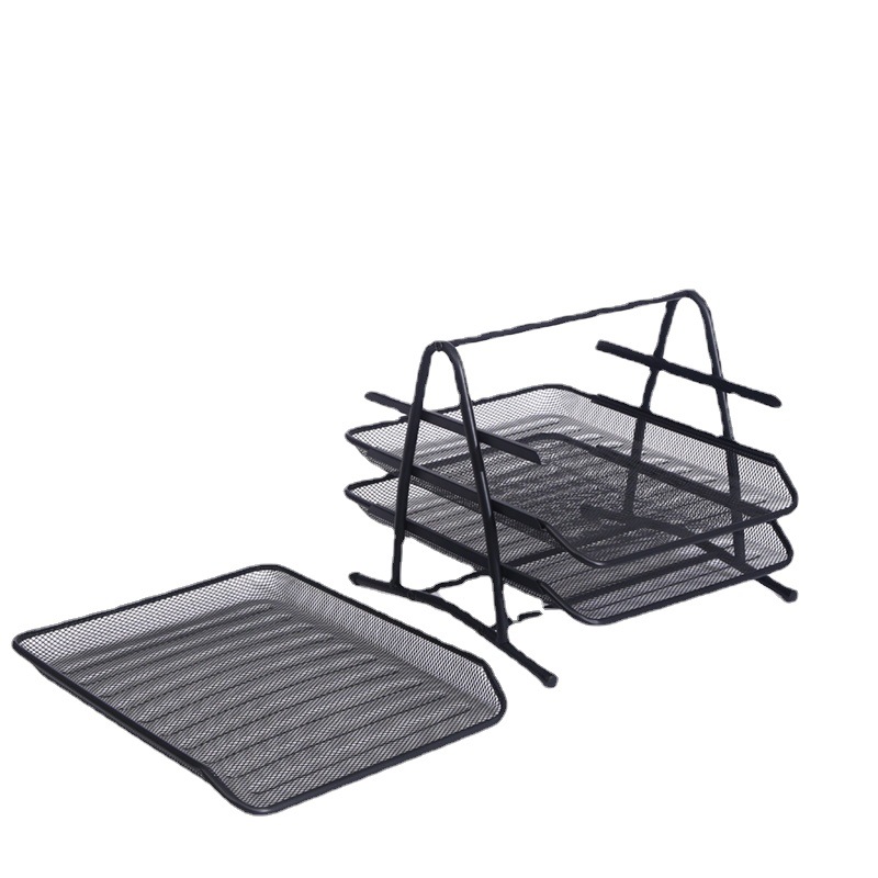 Железная сетчатая стойка для документов, четырехуровневая полка для хранения документов, Прочная полка для файлов для офиса и дома