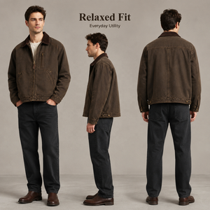 Fabricants de vestes en toile pour hommes sur mesure OEM ODM, style vintage, <span class=keywords><strong>col</strong></span> en velours côtelé, à carreaux, en coton épais, avec poches zippées, coupe décontractée, vêtements de travail - Product Image 3