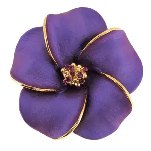 Greek DST Delta Sigma Purple Flower Enamel Brooches Sorority Apparel Violet Brooch Pins