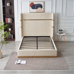 <span class=keywords><strong>Sommier</strong></span> en tissu velours moderne avec <span class=keywords><strong>lattes</strong></span> en bois, taille Queen ou King, rembourrage doux, lit plateforme pour hôtel, avec rangement - Product Image 2