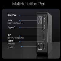 Base de Conexión Tipo C Todo en Uno de Aleación de Aluminio 13, Estación de Acoplamiento PD de 100 W DK13 con Puerto USB C 3.0 para Lenovo Erazer