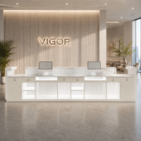 Bureau d'accueil d'entreprise de luxe moderne avec texture haut de gamme, adapté à la personnalisation OEM/ODM pour les groupes d'entreprises et les halls d'hôtels