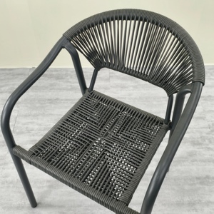 LL Factory Direct Outdoor Aluminium Patio Balcon Fauteuils Moderne <span class=keywords><strong>Noir</strong></span> Métal Osier <span class=keywords><strong>Rotin</strong></span> Meubles de salle à manger pour Park Villa - Product Image 6