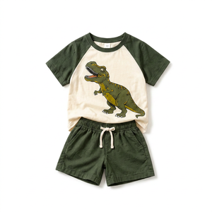 Profit King Children's T-Shirt Shorts Set <b>Mix</b> Material White Red Cartoon Fast Food Print Summer Outfit 0-12 Months Ready Ship - Product Image 1