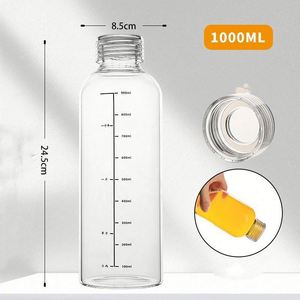 Bouteilles d'eau transparentes modernes avec couvercles, 17 oz, en verre, pour jus, bureau, salles de sport, cafés, promotion des salles de sport - Product Image 3