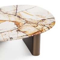 Table basse Newstar en marbre bleu Roma brésilien poli avec veines dorées modernes pour salon