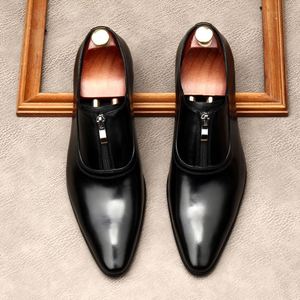 Zapatos Formales para Hombre, Tallas Grandes 37-46, Diseño de Parches, Antideslizantes, Transpirables, Cierre con Hebilla, Aumentan la Estatura, Cuero Vacuno, Otoño - Product Image 1