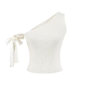 เสื้อแขนกุดผู้หญิงผ้าโพลีเอสเตอร์ระบายอากาศดี แต่งเชือกผูก ดีไซน์ผ่าข้าง ลายเรียบ - Product Image 3