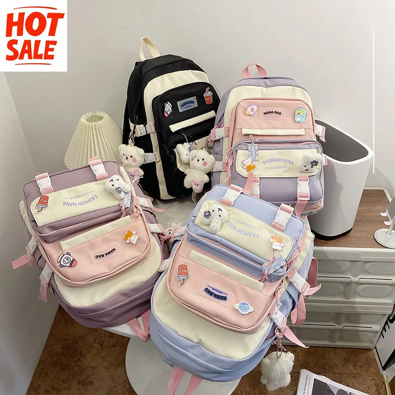 DIY Logo tahan lama indah gadis tas sekolah tahan air Kawaii siswa ransel Mochilas