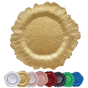 Wholesale Wedding Decorations <b>Charger</b> <b>Plates</b> Luxury <b>Gold</b> Reef Glass <b>Charger</b> <b>Plates</b> Dinnerware Sets for Wedding - Product Image 1