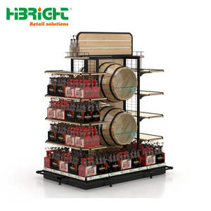 Estante de Exhibición de Vino de Madera de Primera Calidad, Estante de Isla para Licores de Lujo para Supermercados y Tiendas de Boutique - Product Image 1
