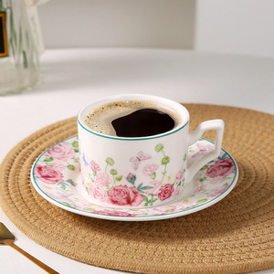 Nordic <b>Floral</b> Ceramic Coffee Cup and Saucer Set Afternoon Tea Cup Set Tea Party Gift Set - Product Image 5