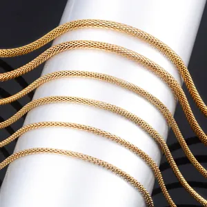 Cadena larga de acero inoxidable chapada en oro con deslizador ajustable, estilo punk, collar de linterna tipo palomitas de maíz, accesorios para fabricación de joyas DIY - Product Image 4