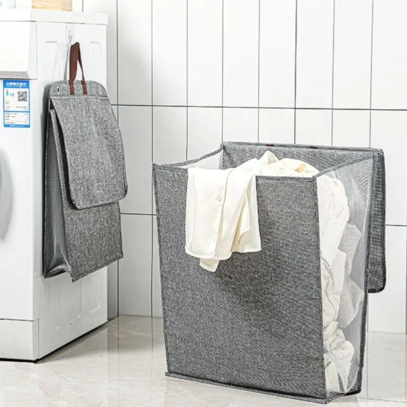 2024 dernière conception panier à linge multifonctionnel suspendu sac de rangement pour vêtements sales avec couvercle panier à linge pliable