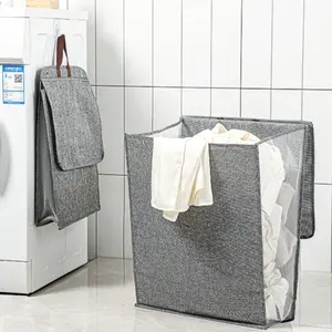 2024 desain terbaru multifungsi keranjang cucian tas penyimpanan baju kotor gantung dengan tutup keranjang cucian dapat dilipat