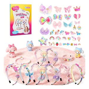 Set al por mayor de diademas DIY para niñas: cintas de satén, adornos de malla, flores de perlas, juguete artesanal, paquete de regalo para festividades - Product Image 6
