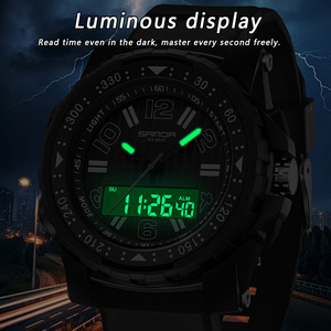 Reloj SANDA 3375 para Hombre, Reloj Electrónico Deportivo de Moda para Exteriores, Reloj de Pulsera Luminoso con Doble Pantalla Resistente al Agua - Product Image 3