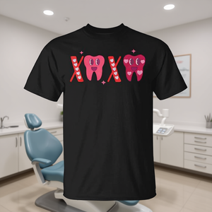 T-shirt personnalisable pour dentiste et assistant dentaire, thème Saint-Valentin XoXo, cadeau promotionnel pour les professionnels dentaires - Product Image 3