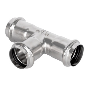 <span class=keywords><strong>Raccord</strong></span> en T à sertir à paroi mince en acier inoxydable 304 pour alimentation en eau, diamètre égal, connexion femelle DKV164, vente en gros pour l'ingénierie - Product Image 3