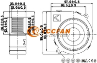 YCCFAN 97x94x33mm 9733 YBH9733B12 12v 24v Roulement À Billes 5000 tr/min Dc Ventilateur