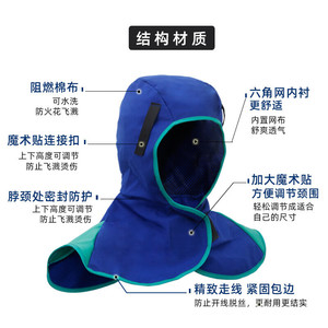Flame Retardant Shawl Hat Full Coverage Heat Insulation Dustproof Welding Protection For Electric Welders Argon Arc Welding - Product Image 2
