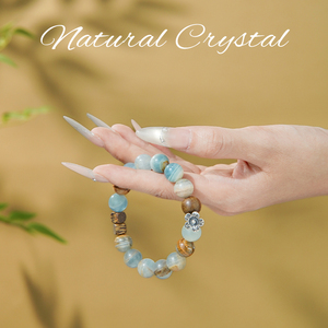 Bracelet unisexe en pierres naturelles et cristaux, style bohème, Amazonite, Opale Jaune, Dragon Vert, Vintage, pour tous les jours, Bracelets fins perlés - Product Image 2