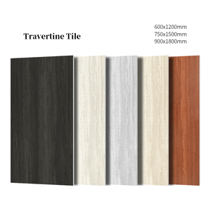 Panneau en porcelaine aspect travertin noir de luxe 600x1200, finition mate pour le mur de déclaration et le carrelage de salle de bain Moody - Product Image 1