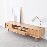 Meuble TV en bois massif, centre de divertissement multimédia avec 2 tiroirs, table console avec rangement pour le salon, fabricant de meubles