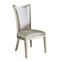 Chaise de salle à manger rembourrée en velours à dossier haut pour cadre en bois massif de restaurant avec accents en feuille d'or