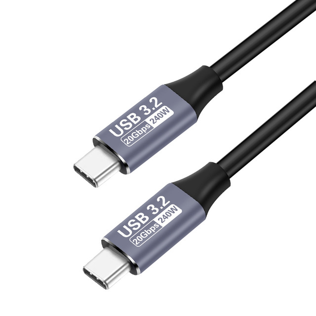 USB 3.2 20Gbps 48V 5A 240W USB C to Type-C 3.2 Gen2 Cable Data Transfer USB C SSD Hard Disk Cable 4K 60Hz QC 3.0 Fast Charging