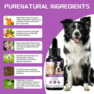Tetesan infeksi ragi alami 60ml, cairan pendukung kesehatan mantel kulit hewan untuk anjing kucing mendukung rasa OEM - Product Image 3