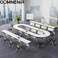 Table pliable moderne en métal + bois avec pieds à roulettes bureau et bureau de formation scolaire pour bureau salle de formation et salon