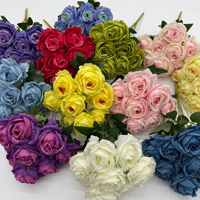 Bouquet de 9 roses artificielles en soie pour mariage, anniversaire, décoration de la maison, décoration de la Saint-Valentin