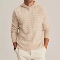 Pull à capuche en cachemire à tricot torsadé pour homme, nouveau design 2026