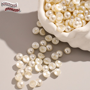 Perles demi-rondes Nantong de qualité supérieure, blanches, à dos plat, 807, pour DIY, nail art, accessoires pour cheveux, décorations pour coques de téléphone - Product Image 1