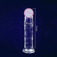 Dildo de Cristal Realista, Impermeable, Transparente, de Silicona, Largo, Grande, Portátil, con Ventosa, Juguete Sexual para Mujeres, para Uso Individual