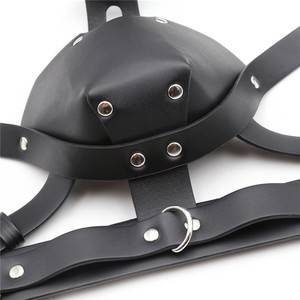 Arnés de Cuero Negro <span class=keywords><strong>para</strong></span> la Cabeza con <span class=keywords><strong>Bozal</strong></span> de Cuero y Bola de Mordida, Juguetes Sexuales de Bondage SM BDSM - Product Image 5