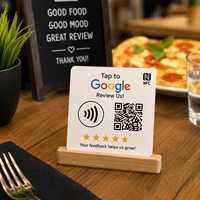 Carte NFC personnalisée avec code QR pour les commentaires Google et la promotion sur les réseaux sociaux pour les restaurants